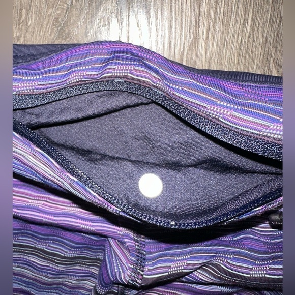 Lululemon Pace Rival Crop Space Dye Twist Leggings 6 Purple Stripe Pockets EUC - Picture 7 of 13